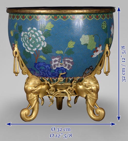 费迪南·巴贝戴安（F. Barbedienne）镀金青铜珐琅装饰盆-9
